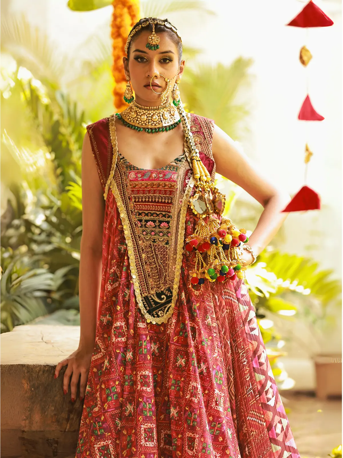 Phulkari Print Gown Front
