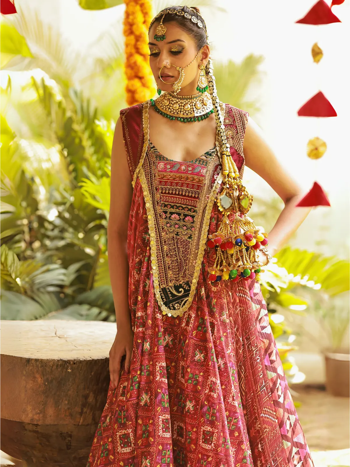 Phulkari Print Gown Side