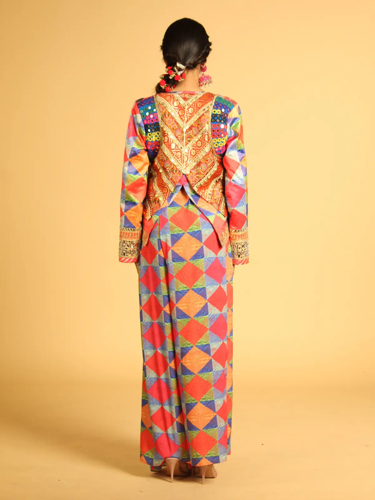 3 piece Jacket with Drape Trouser Back