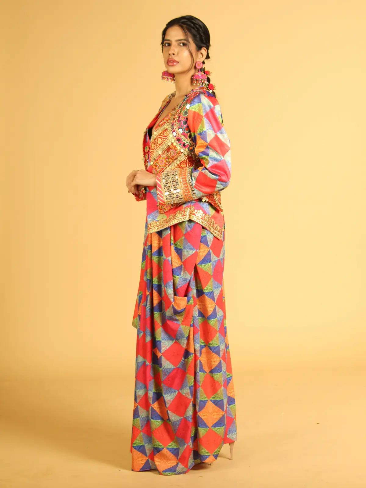 3 piece Jacket with Drape Trouser Side