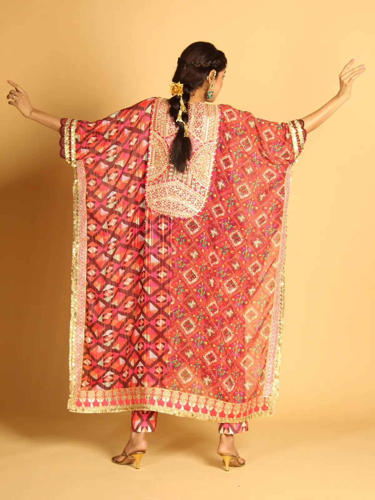 Cigarette Pants with Drape Kaftan Back