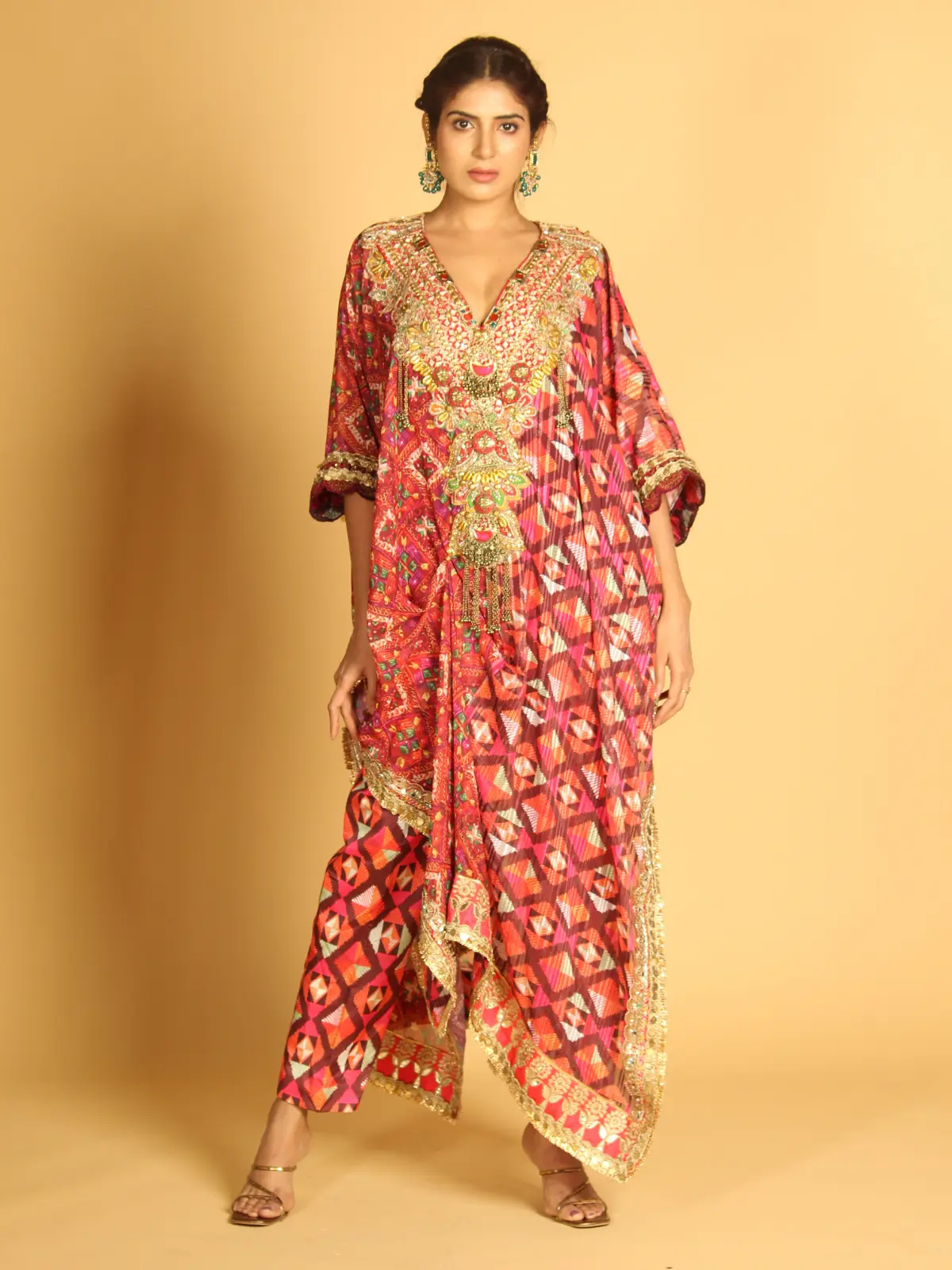 Cigarette Pants with Drape Kaftan Front