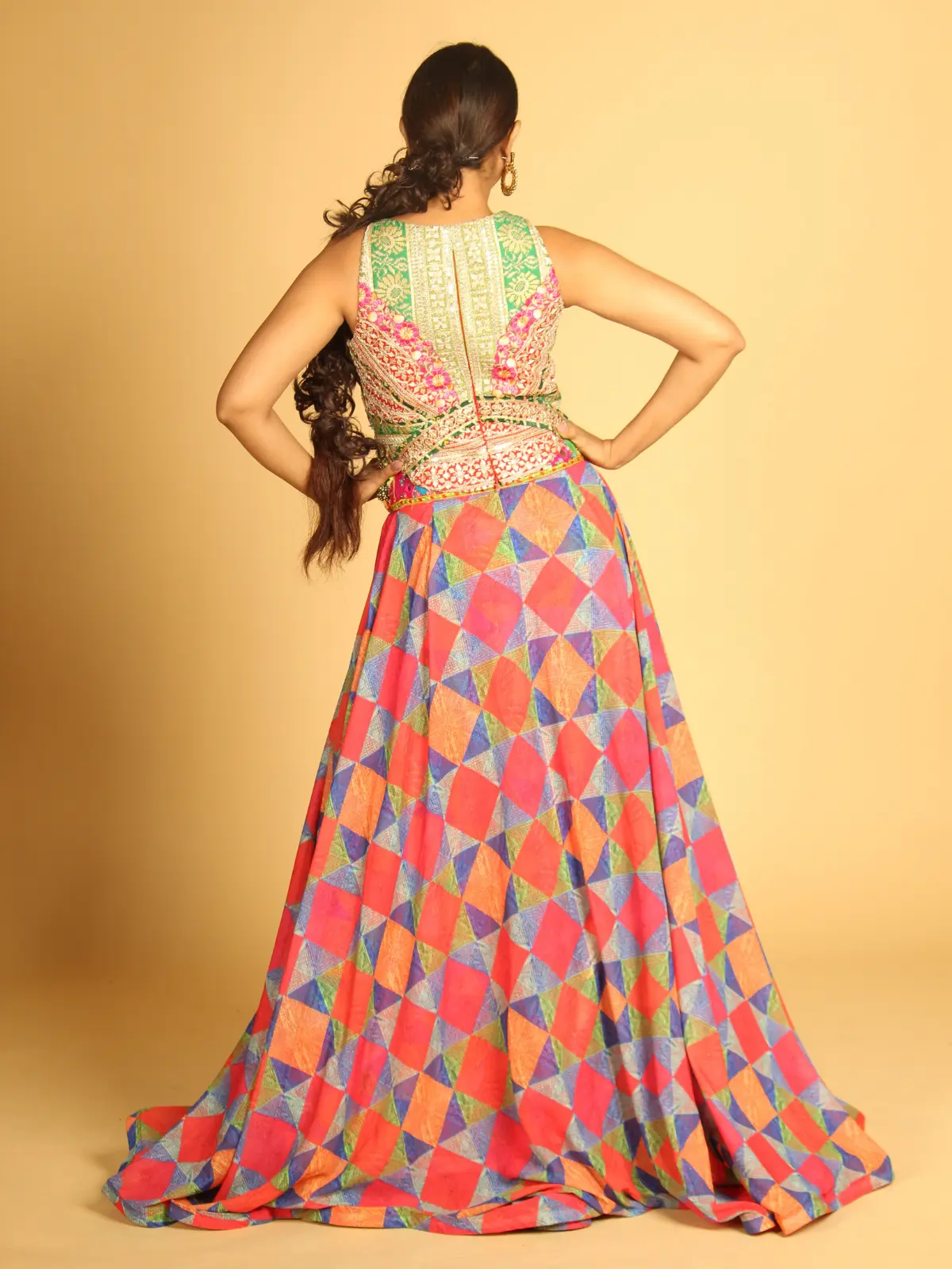 Corsette Top with Sharara Skirt Back