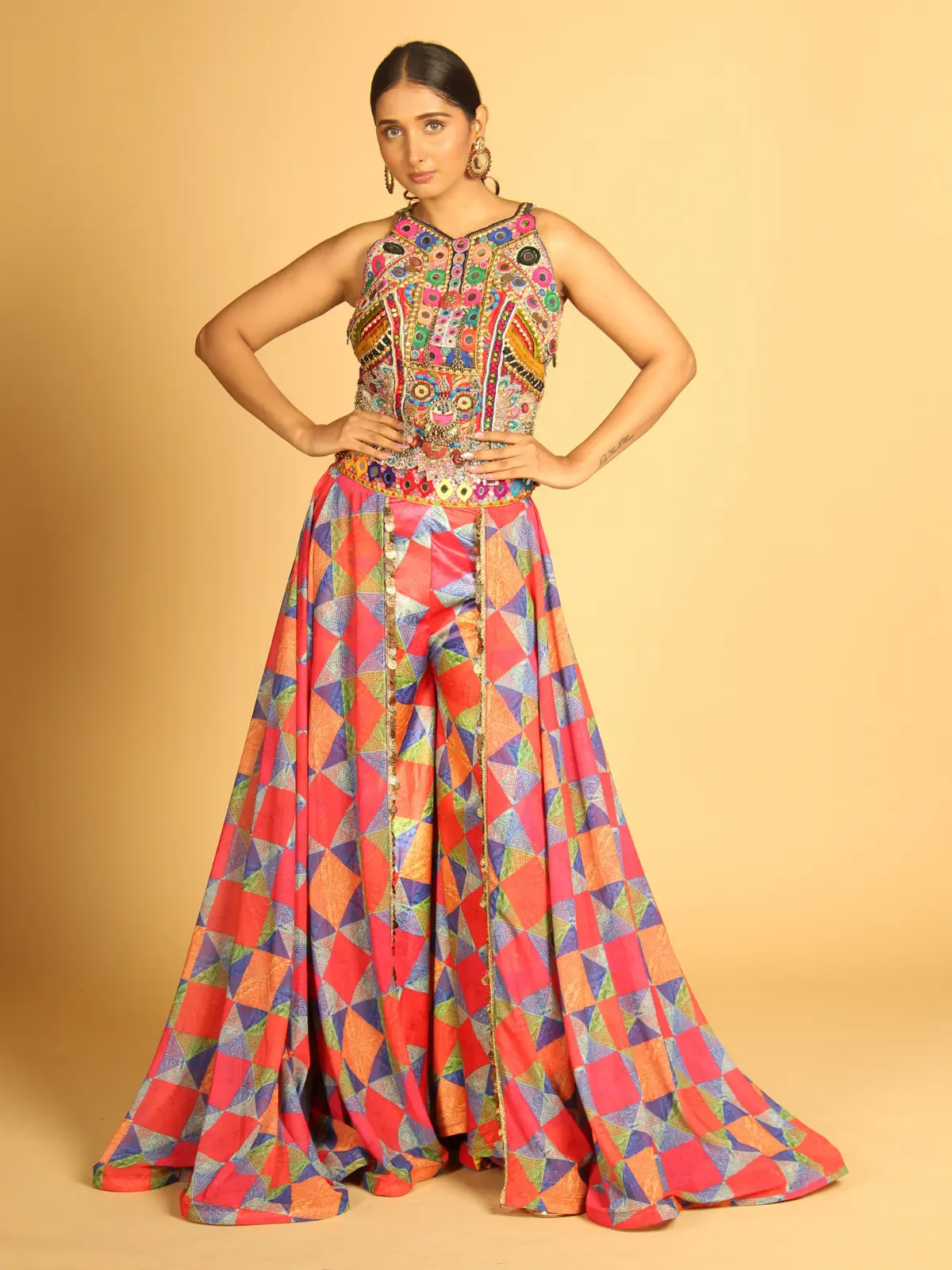 Corsette Top with Sharara Skirt Front