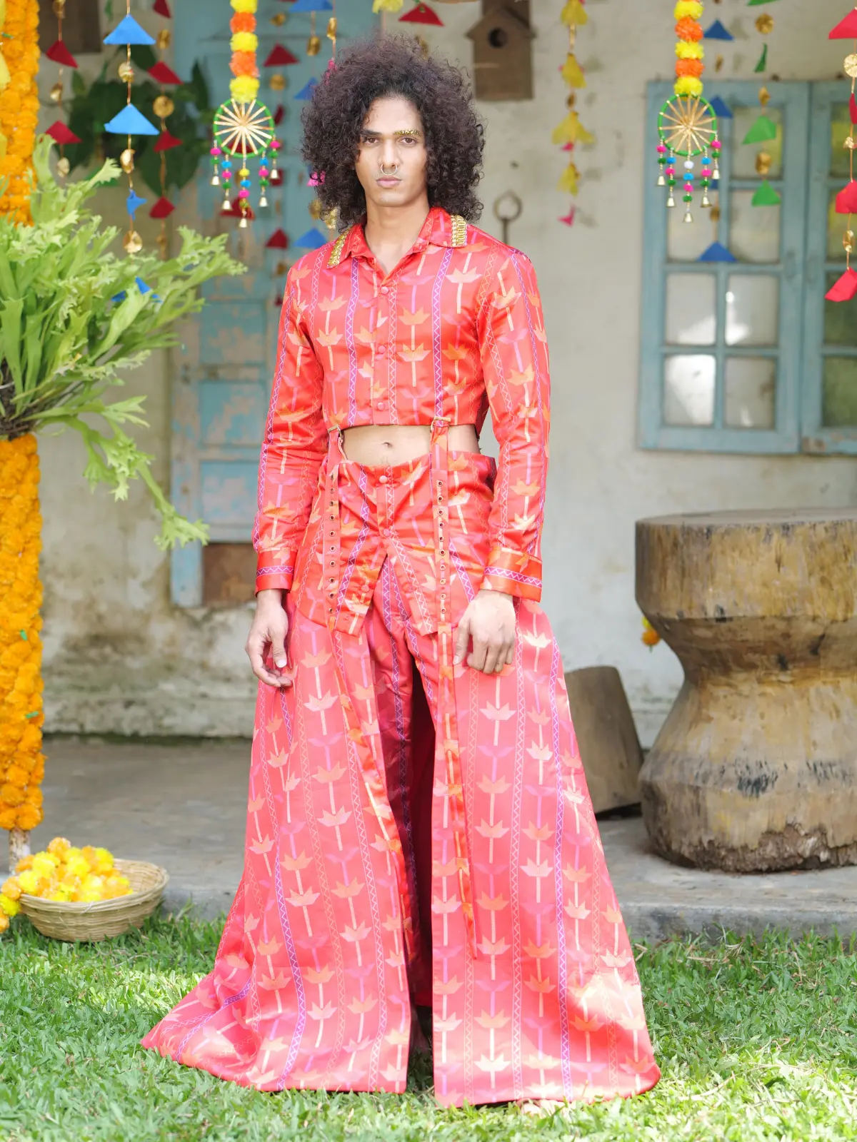 Crop Shirt with Skirt Pant Front