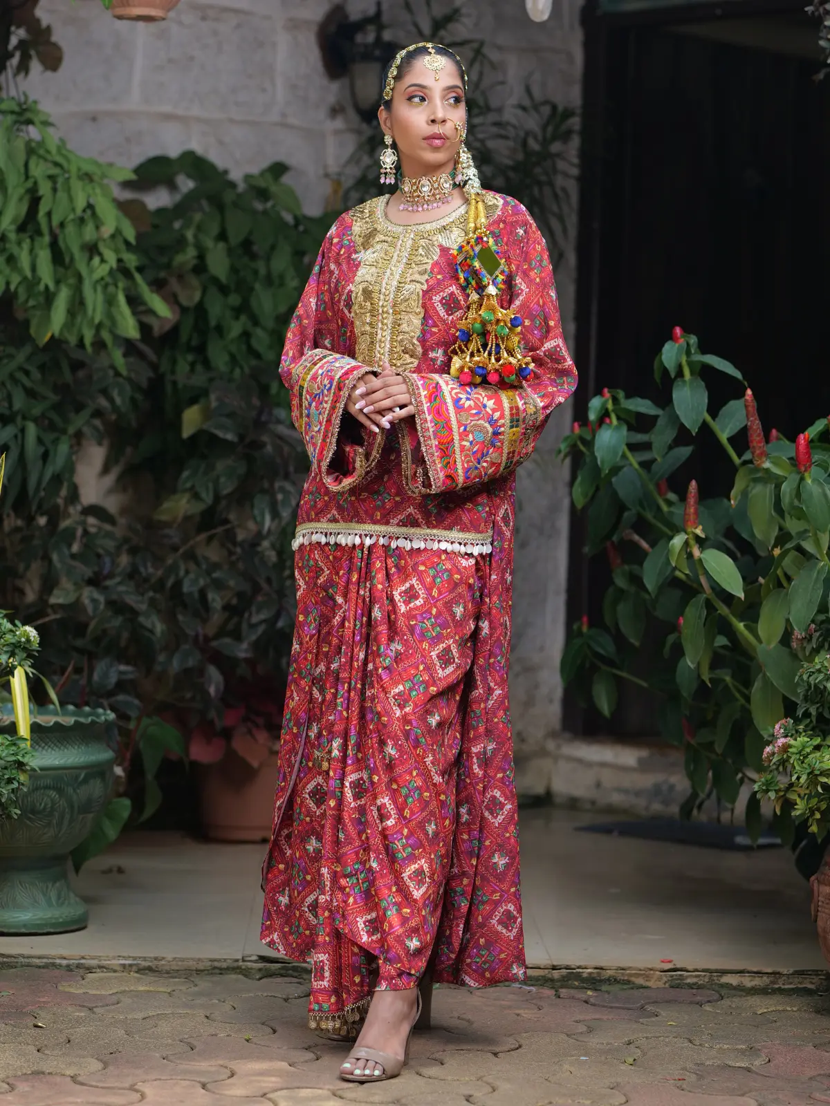 Dhoti Skirt with Short Kurta Front