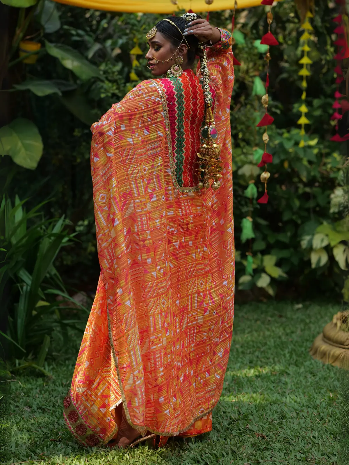 Dramatic Drape Kaftan with Pants Back