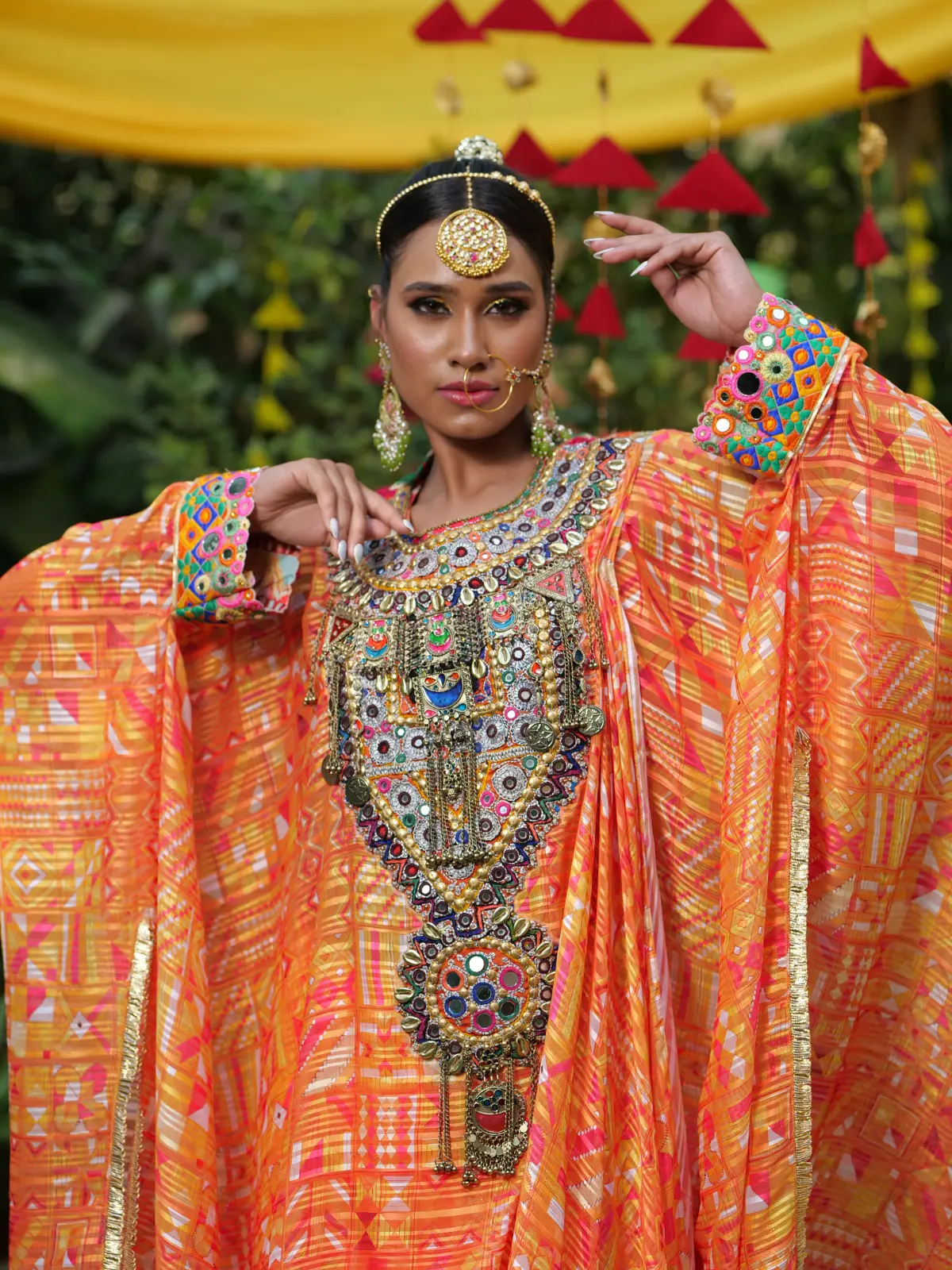 Dramatic Drape Kaftan with Pants Close