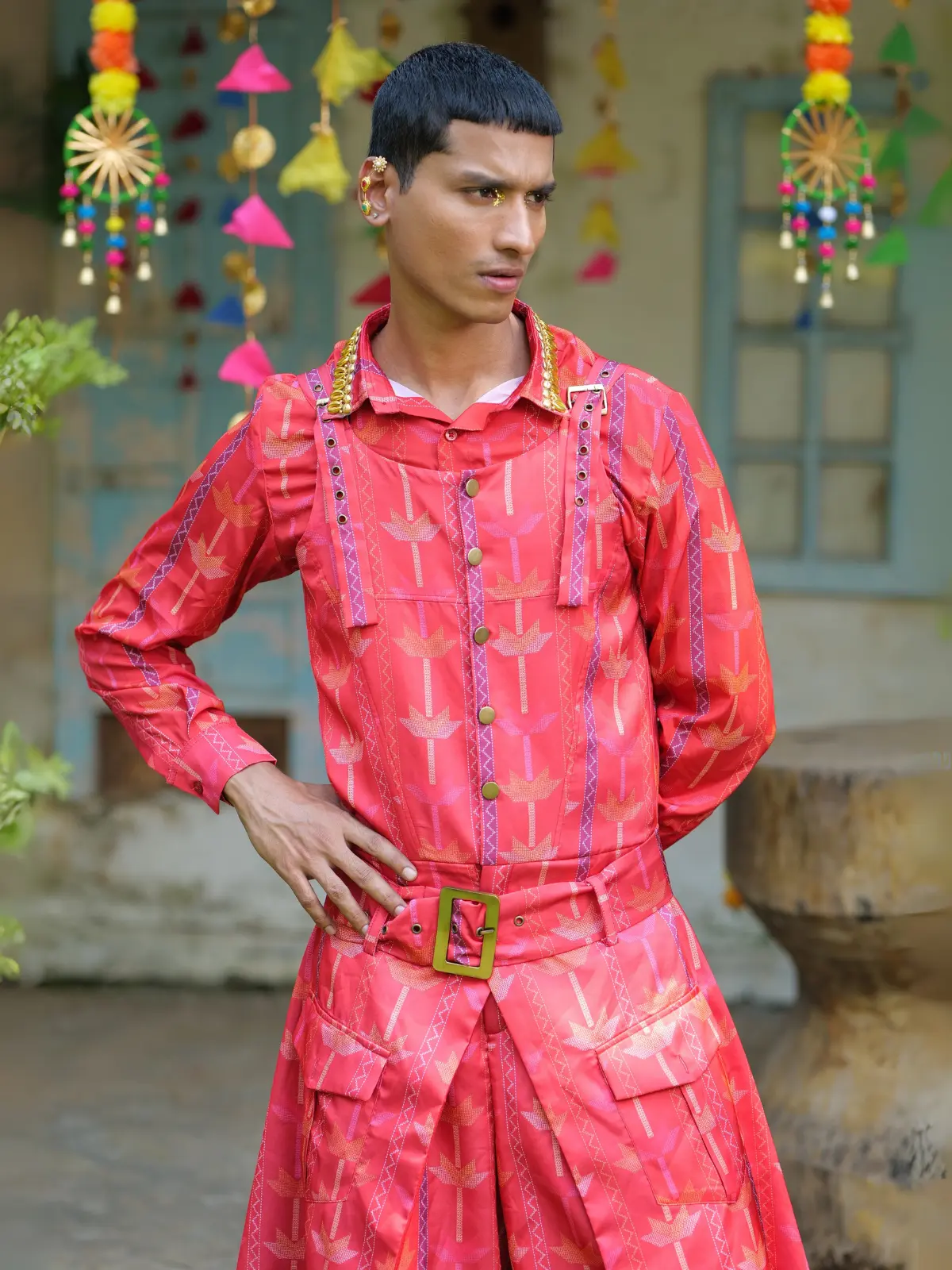 Dungri Jumpsuit with Shirt Close