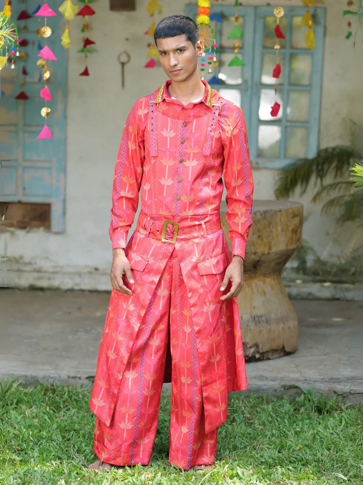 Dungri Jumpsuit with Shirt Front