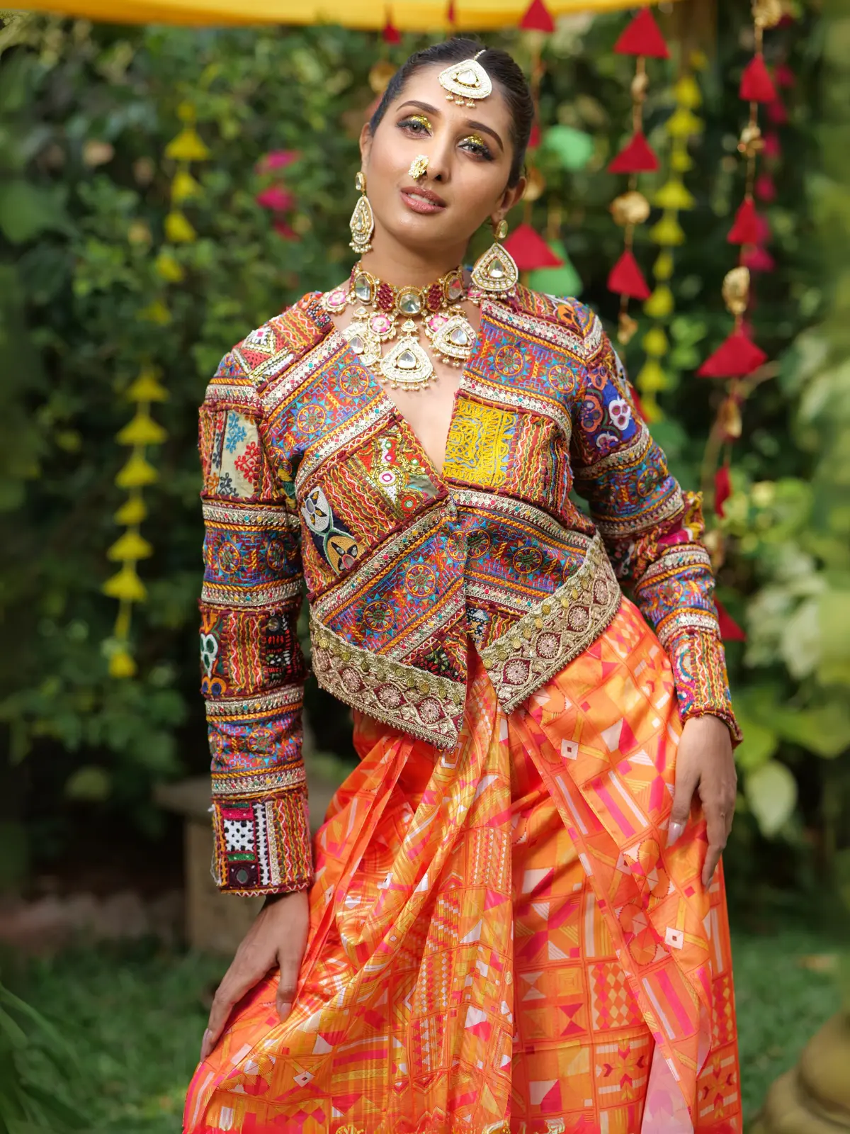 Jacket with Dramatic Drape Pants Close