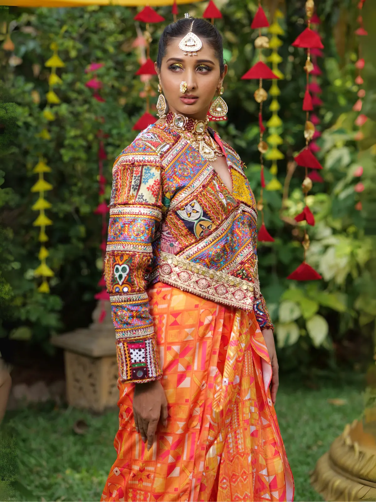 Jacket with Dramatic Drape Pants Side