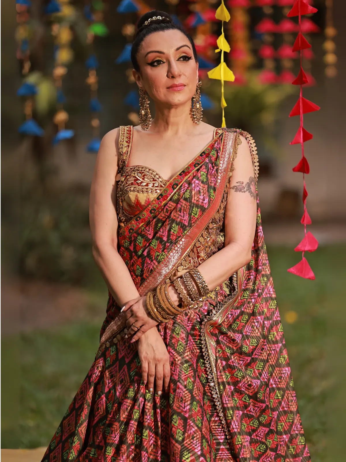 Lehenga with Attached Dupatta Back