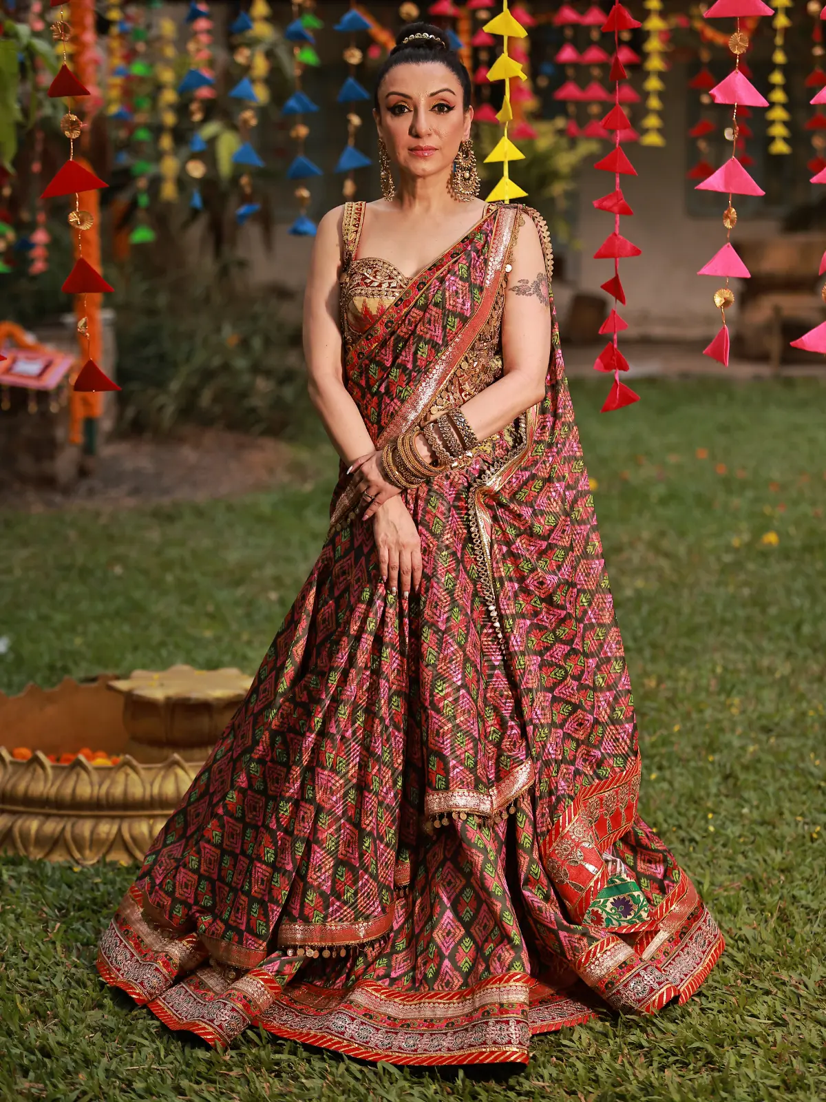 Lehenga with Attached Dupatta Front
