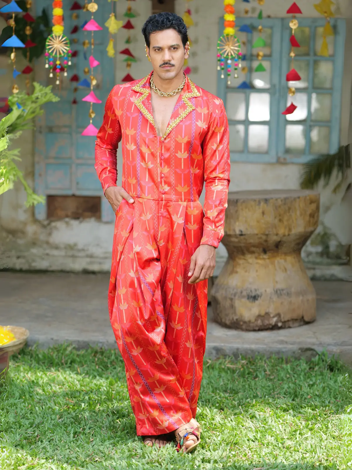 Phulkari Print Jumpsuit Back