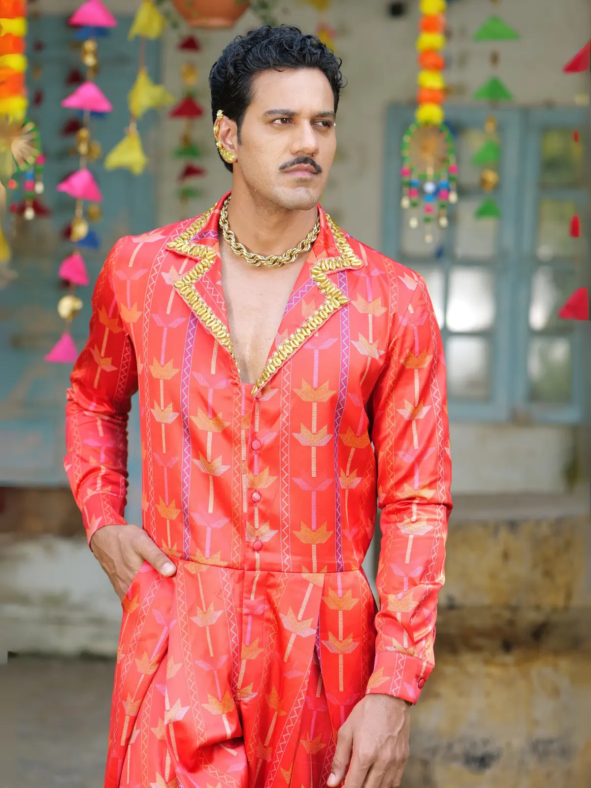 Phulkari Print Jumpsuit Close