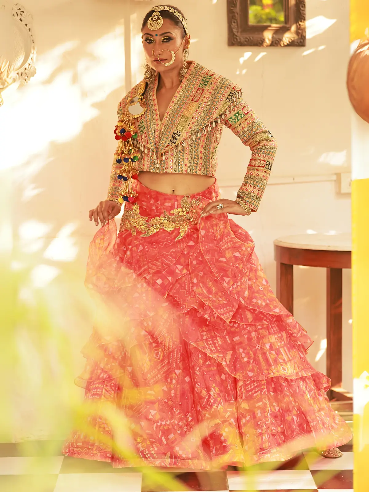 Ruffle Skirt with Bolero Jacket Front