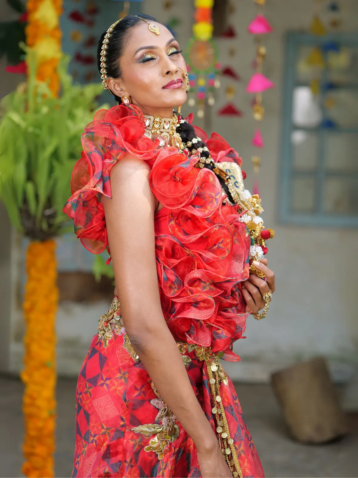 Ruffle Top with Ruffle Layered Skirt Close