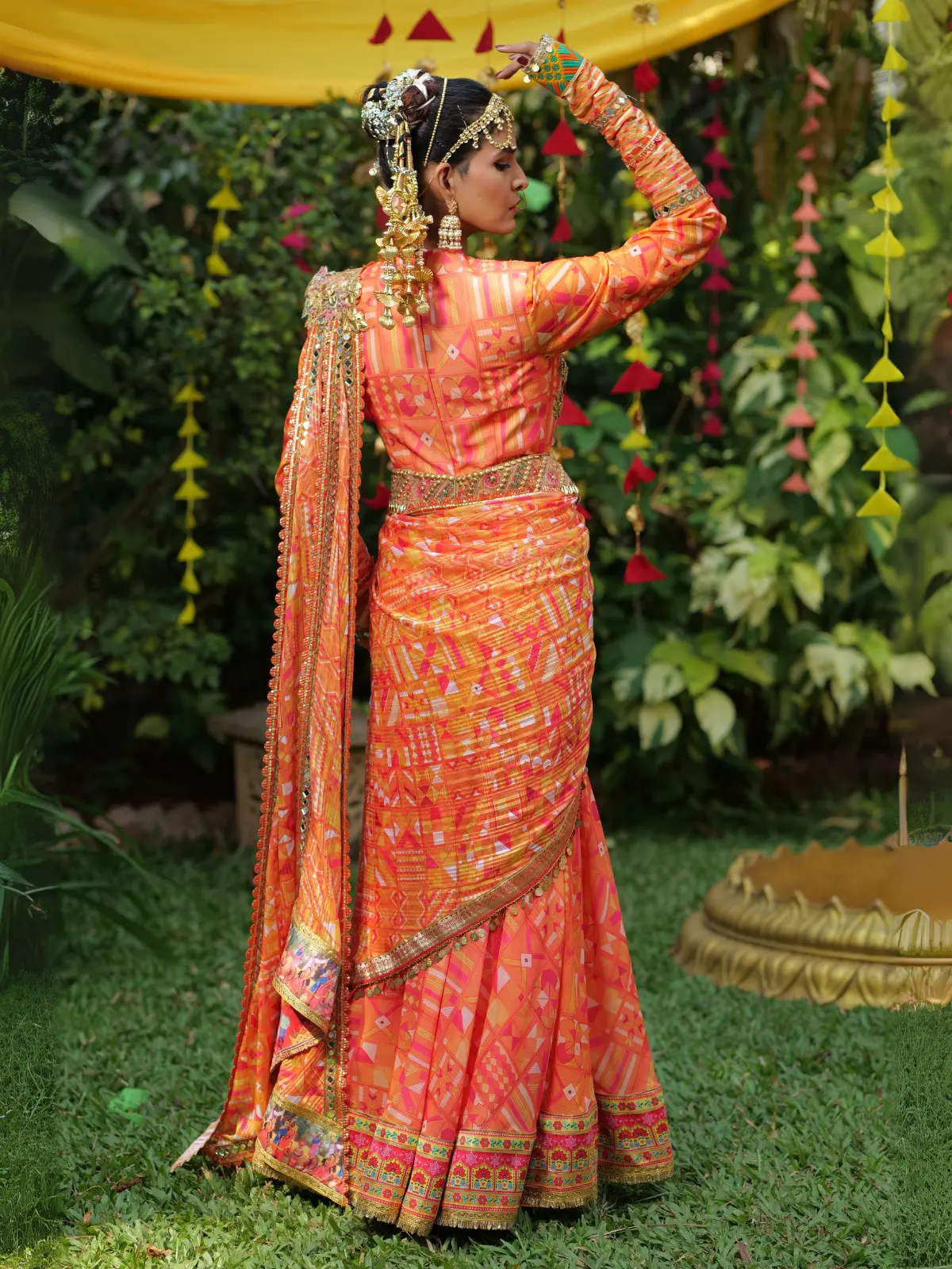 Yellow Anarkali Back