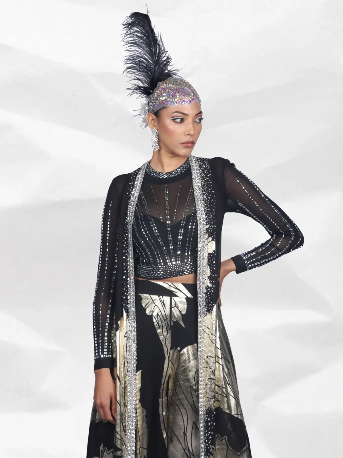 Divided Culottes with Crystal Cape Close