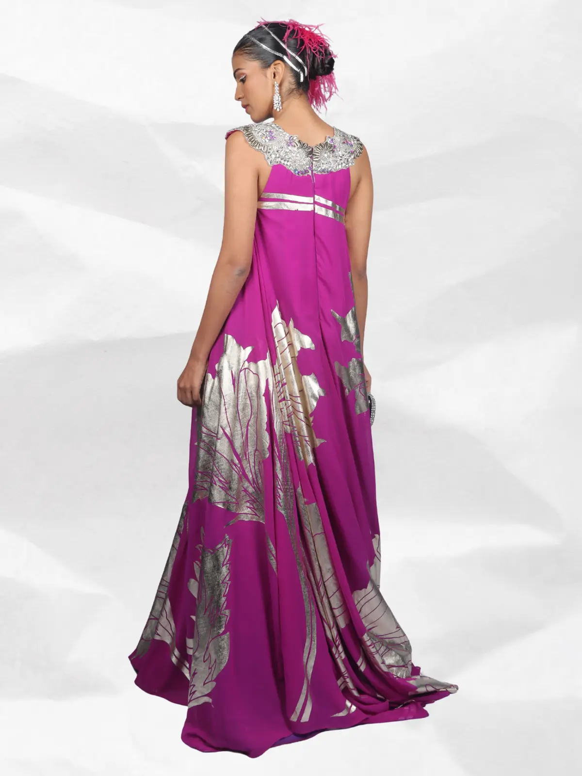 Heavy Crystal Long Gown Close