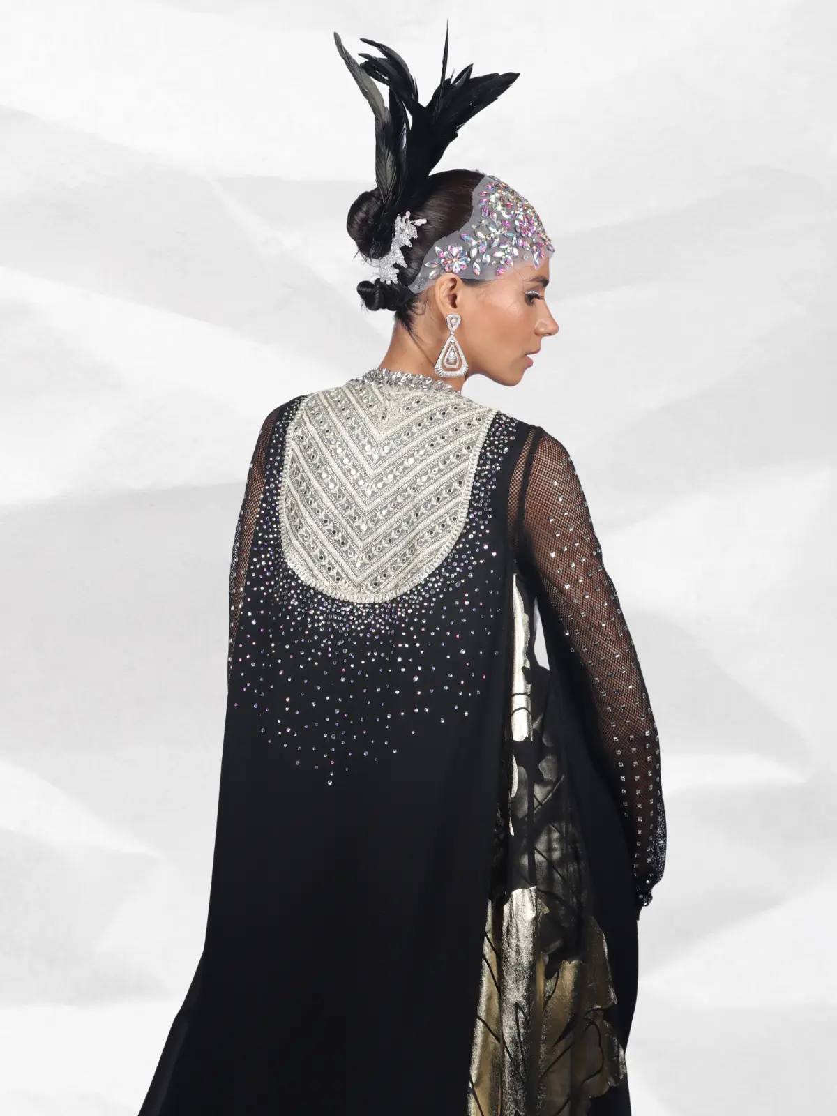 Midnight Crystal 3-Piece Drape Set Back