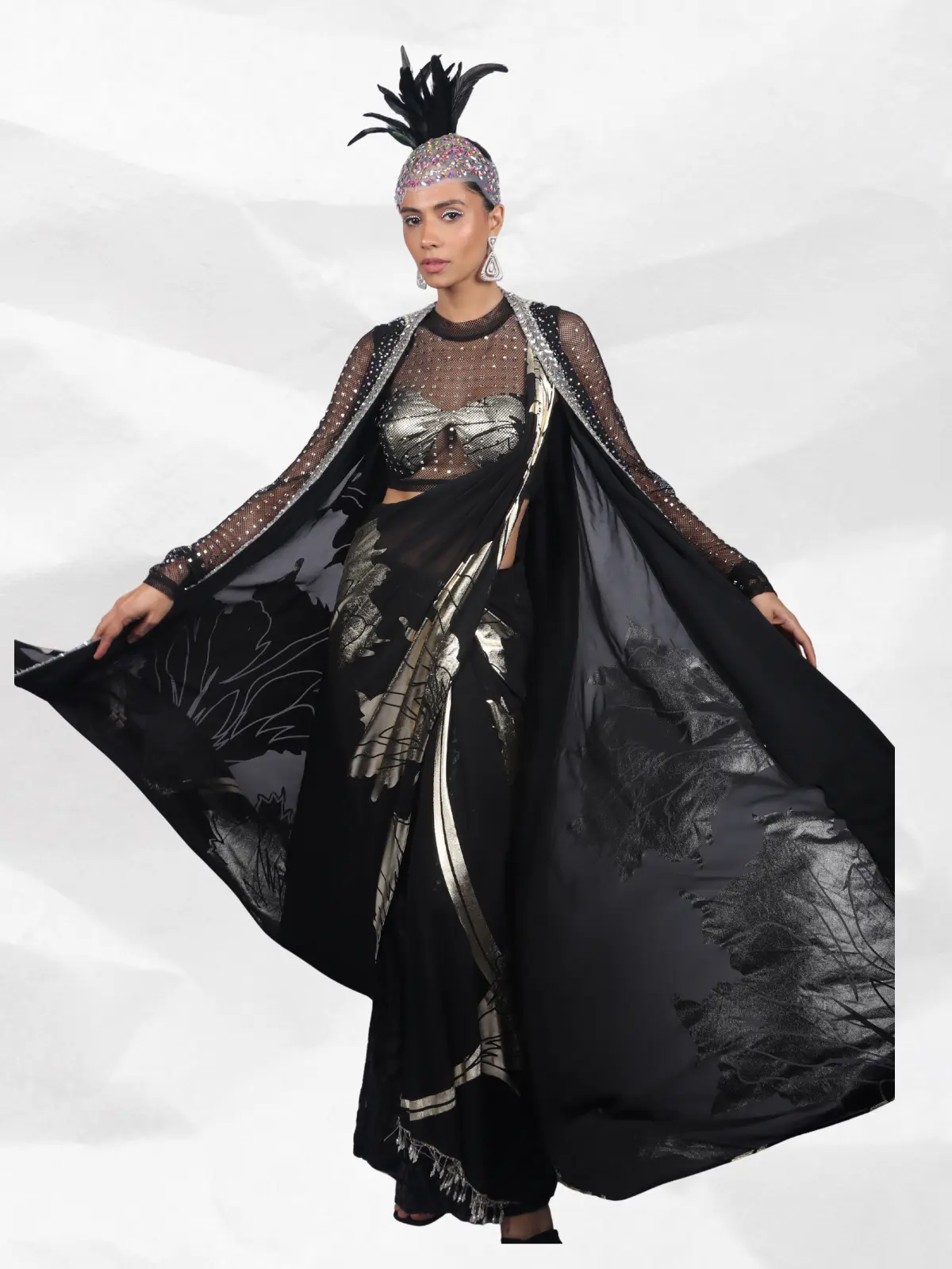 Midnight Crystal 3-Piece Drape Set Close