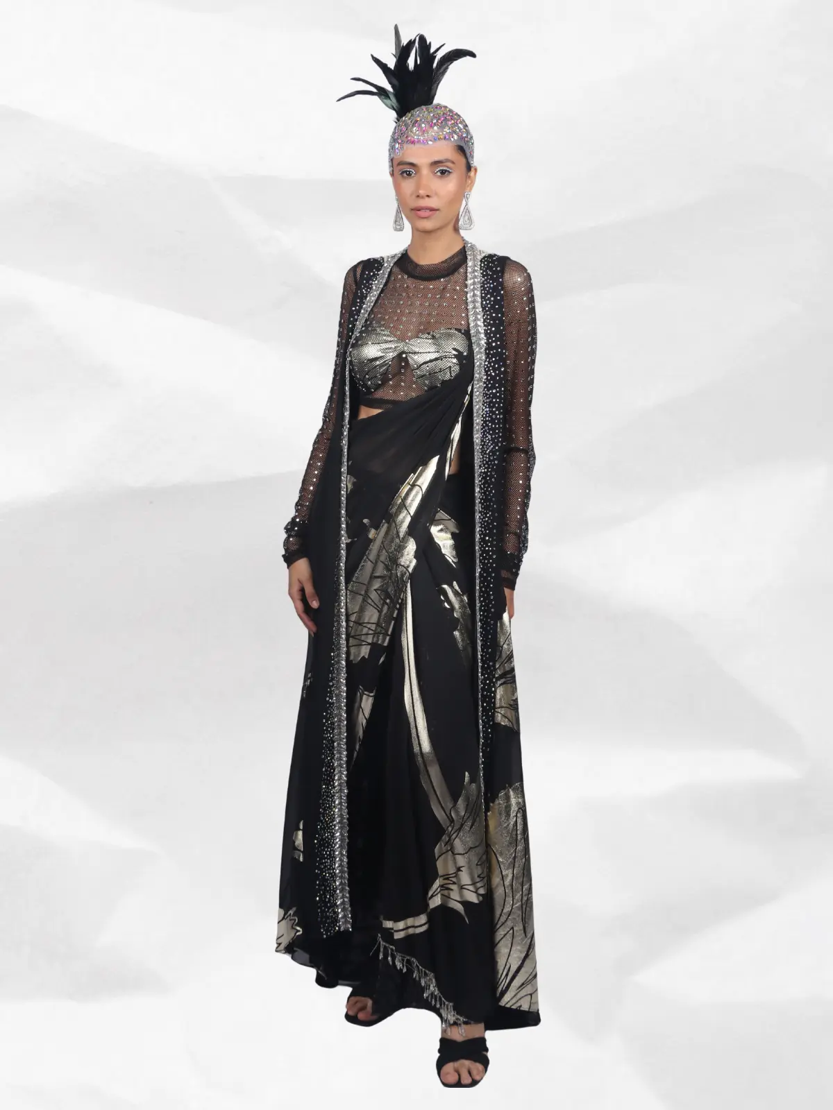 Midnight Crystal 3-Piece Drape Set Front