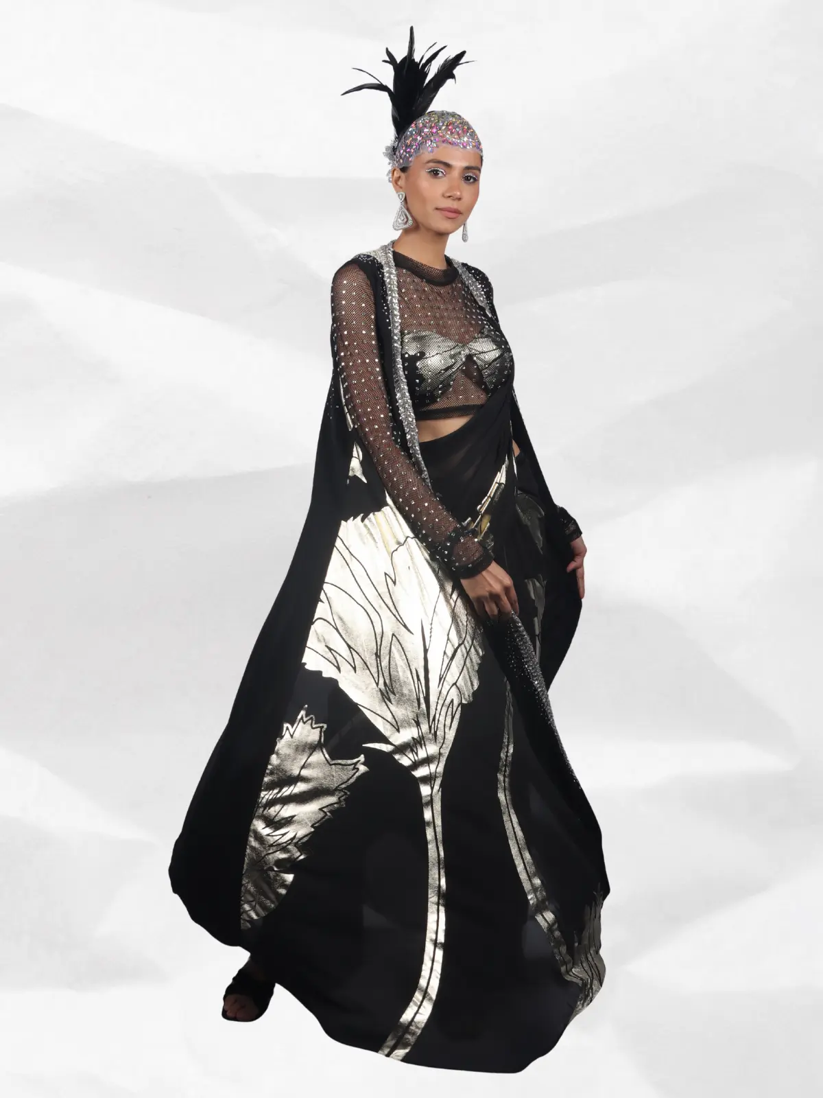 Midnight Crystal 3-Piece Drape Set Side