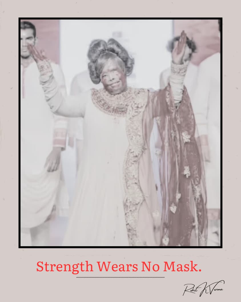 Joyful moment on runway with model celebrating during inclusive fashion show finale