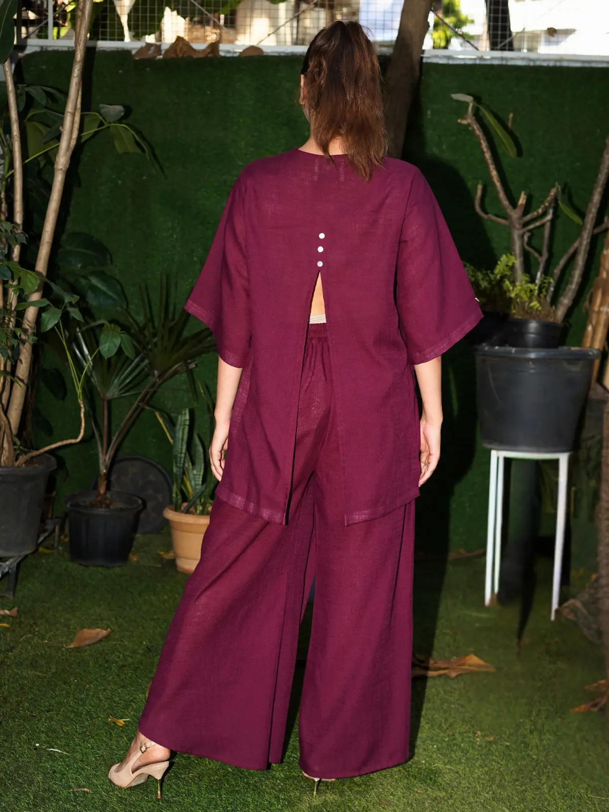 Burgundy Ease Kurta Set - Image 4
