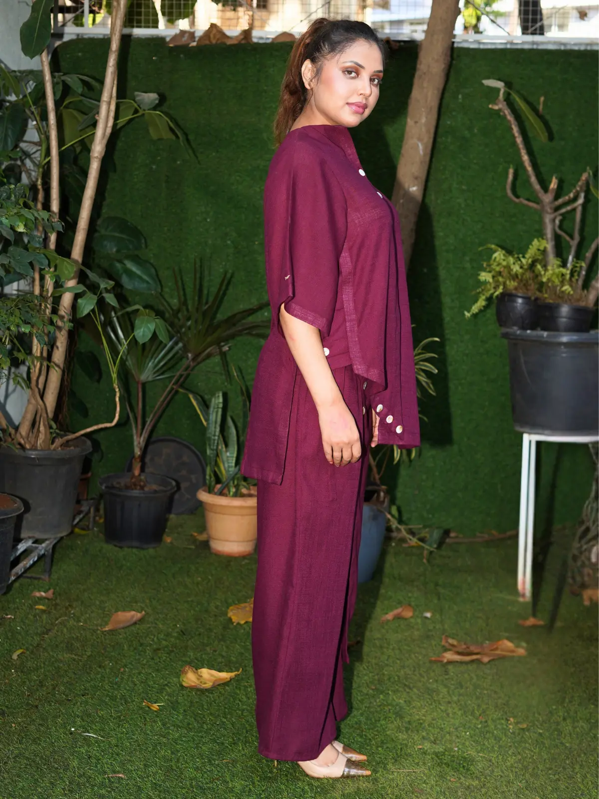 Burgundy Ease Kurta Set - Image 2
