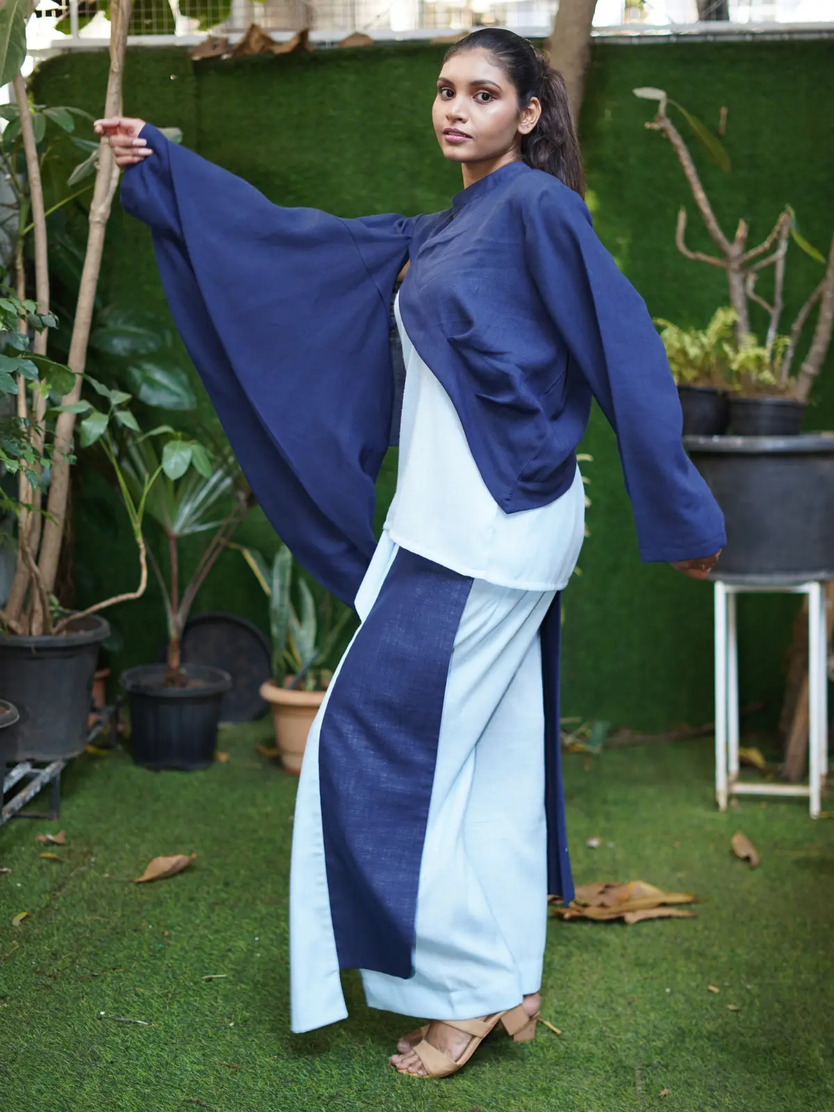 Turquoise Drape Ensemble - Image 3