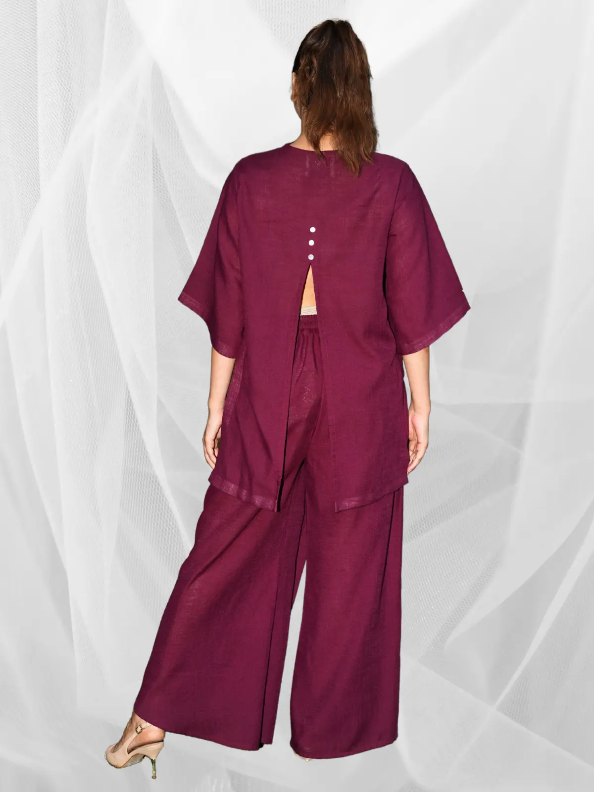 Burgundy Ease Kurta Set - Image 4