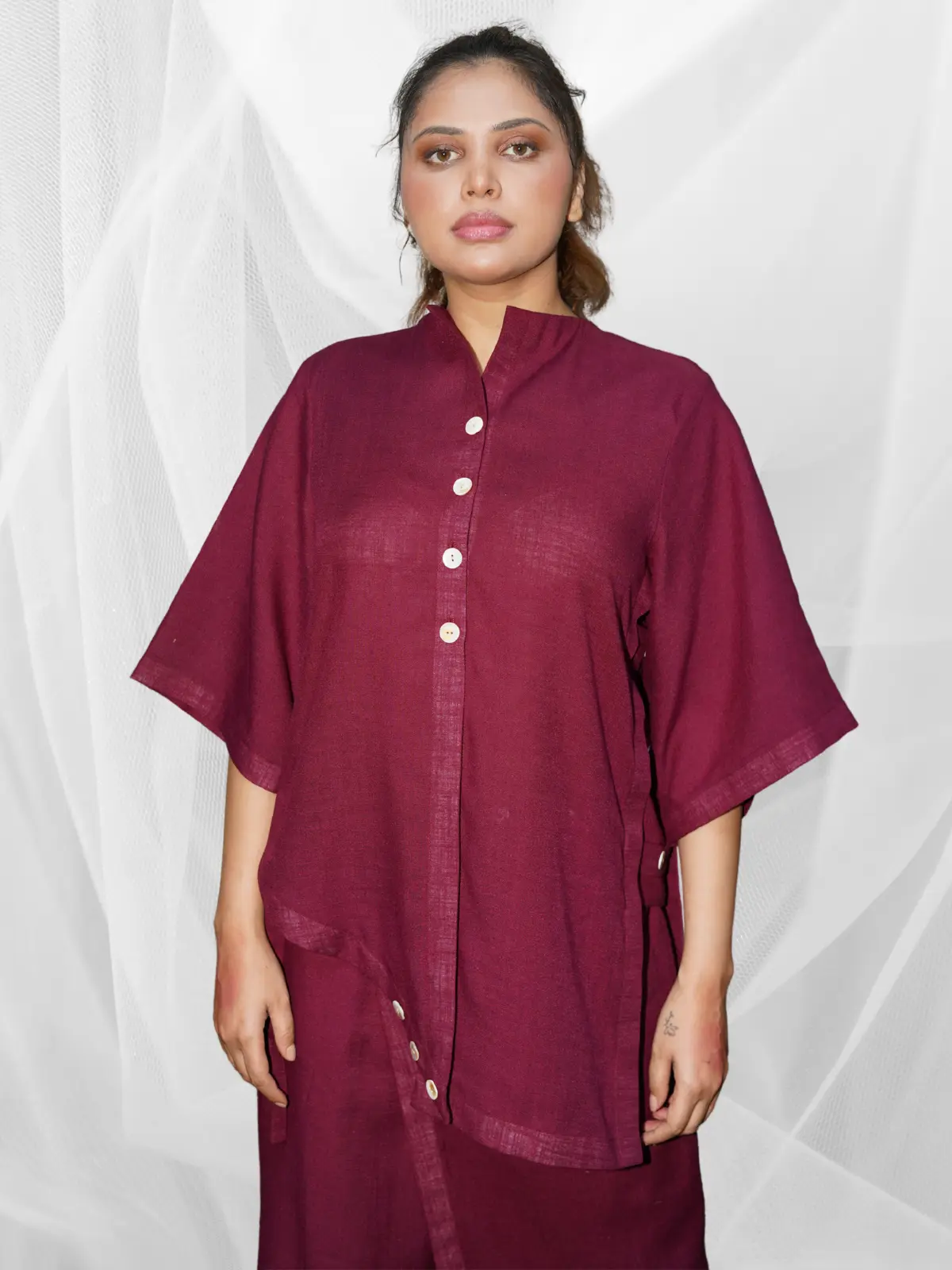 Burgundy Ease Kurta Set - Image 5