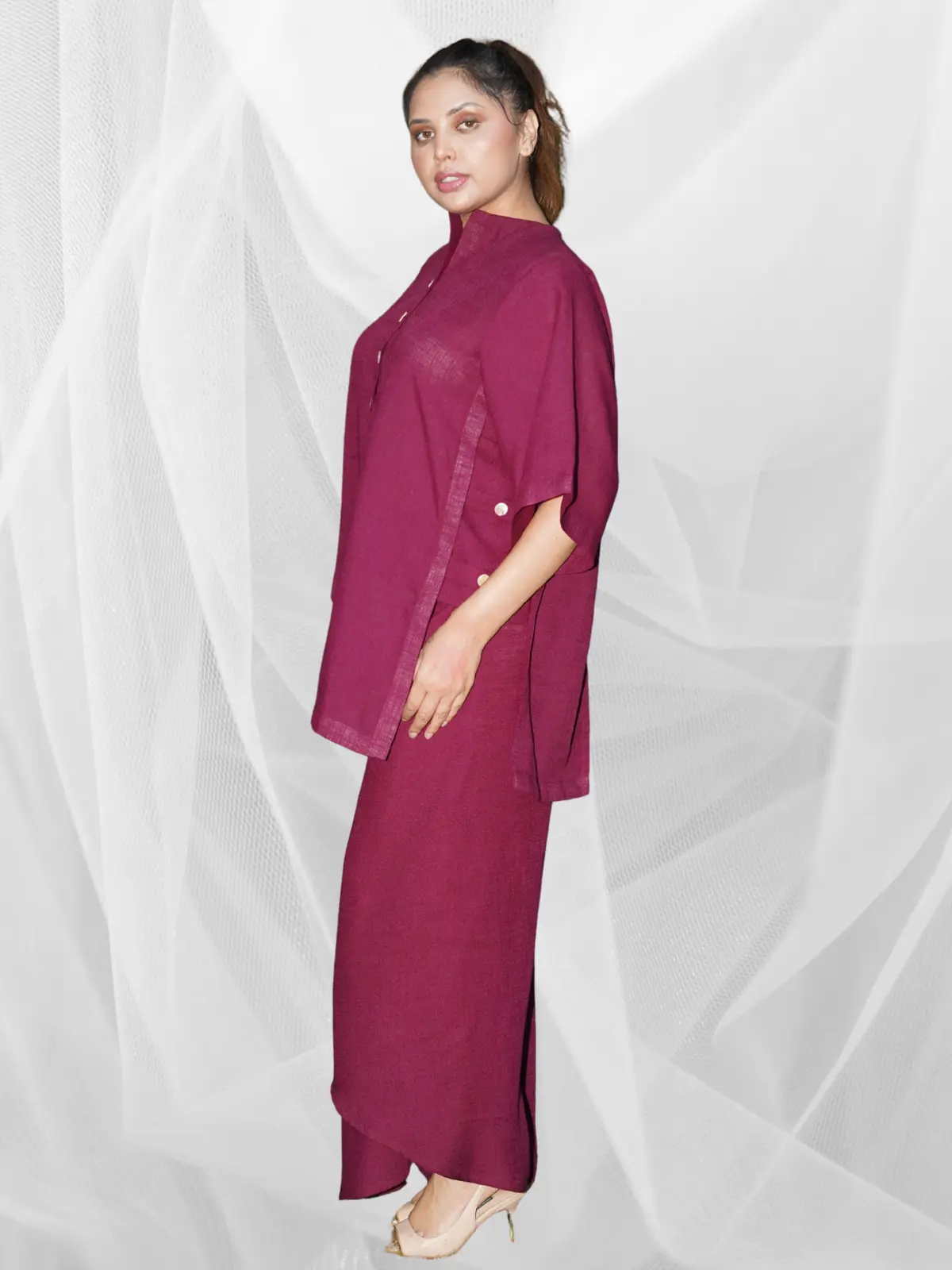 Burgundy Ease Kurta Set - Image 3