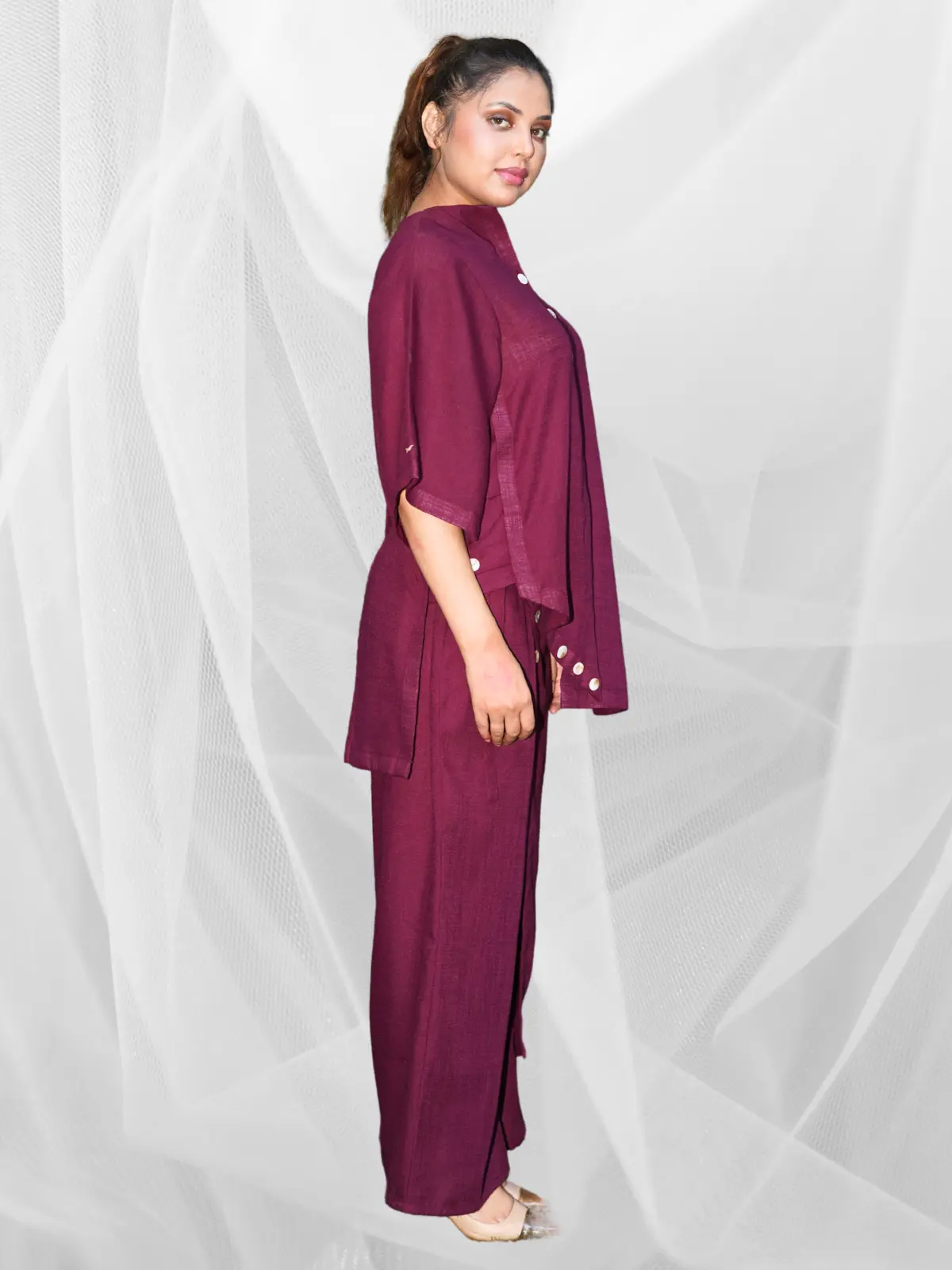 Burgundy Ease Kurta Set - Image 2