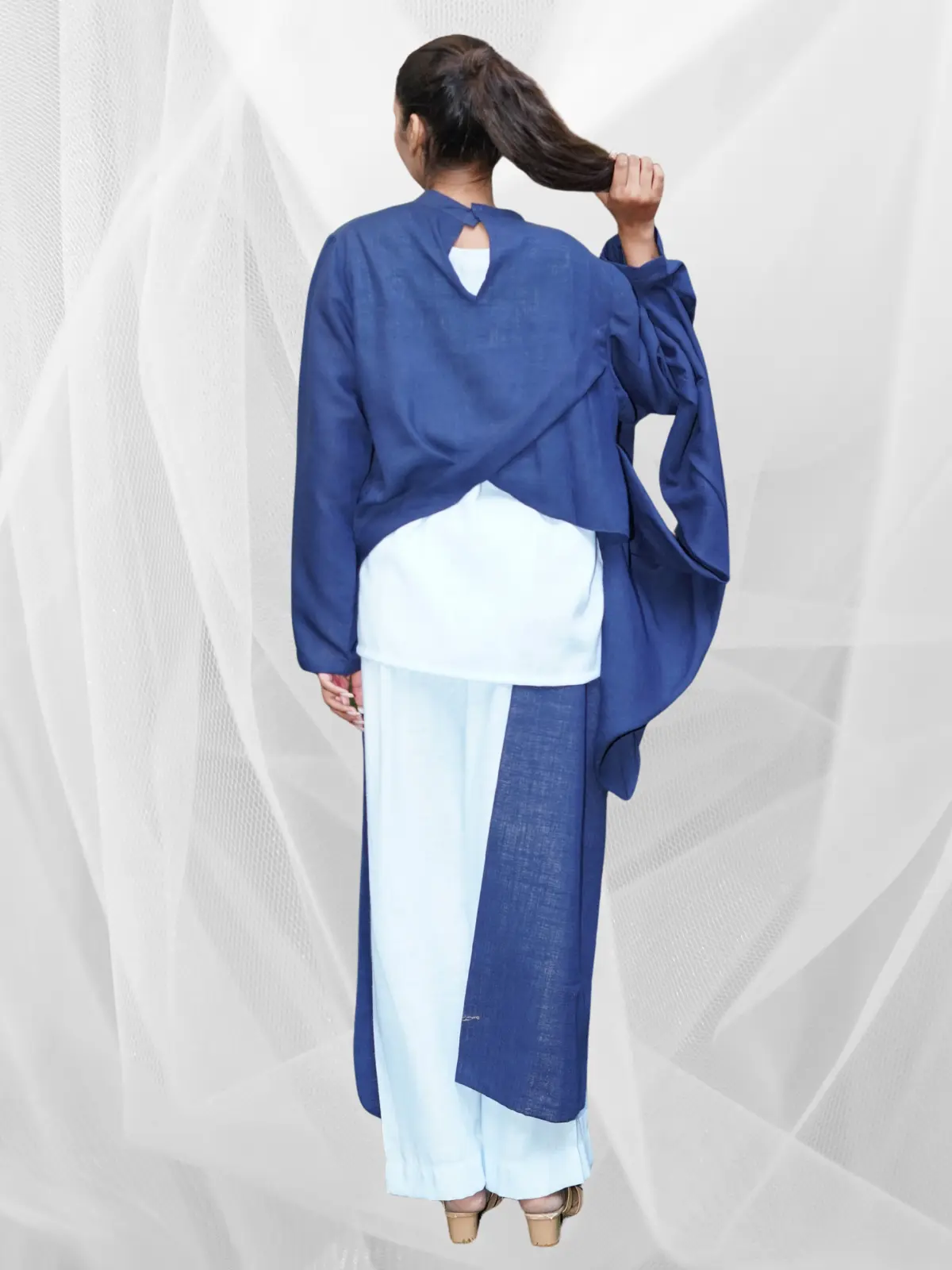 Turquoise Drape Ensemble - Image 4