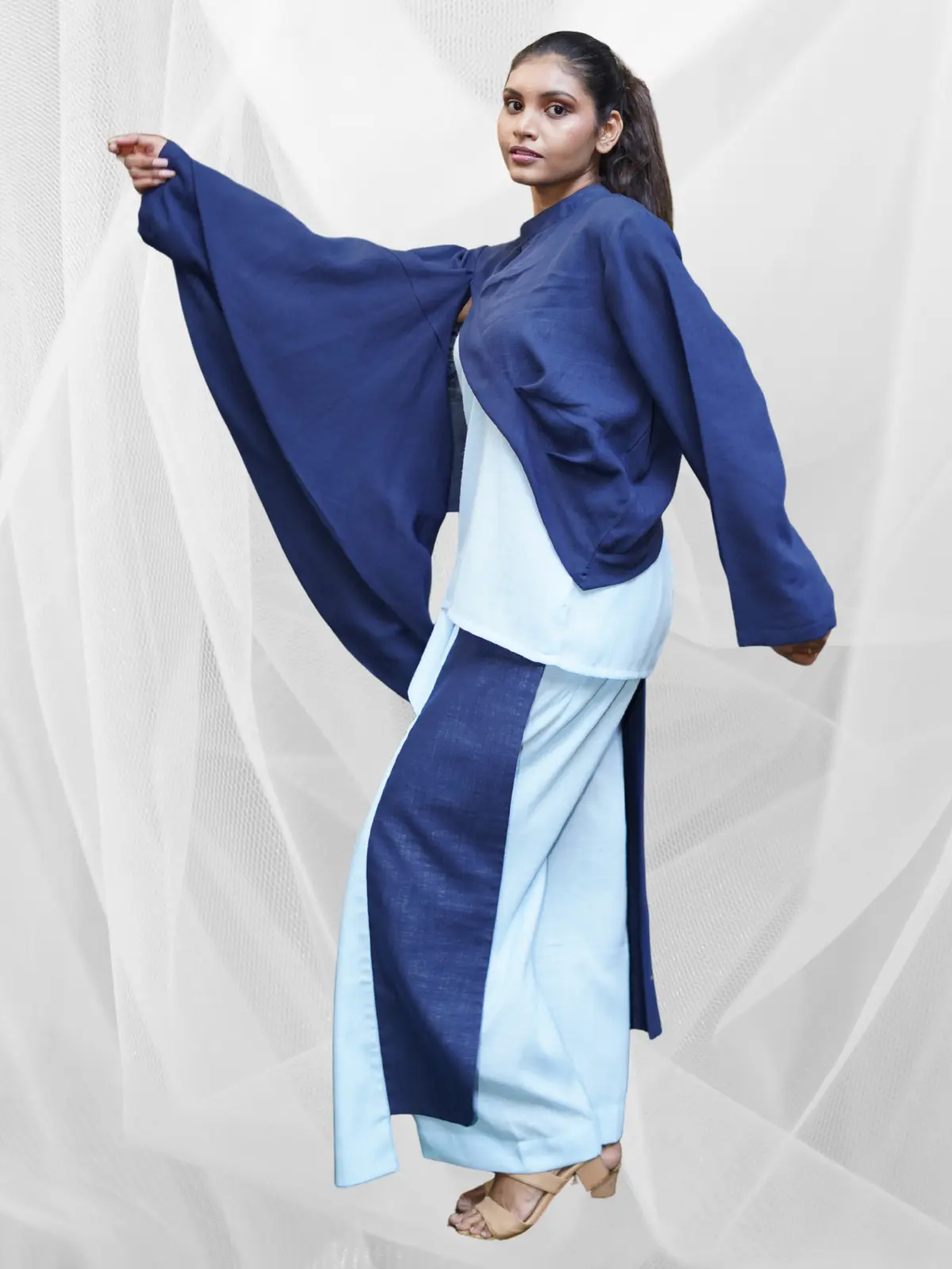 Turquoise Drape Ensemble - Image 3
