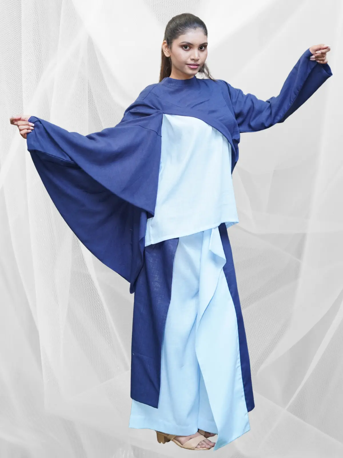 Turquoise Drape Ensemble - Image 2