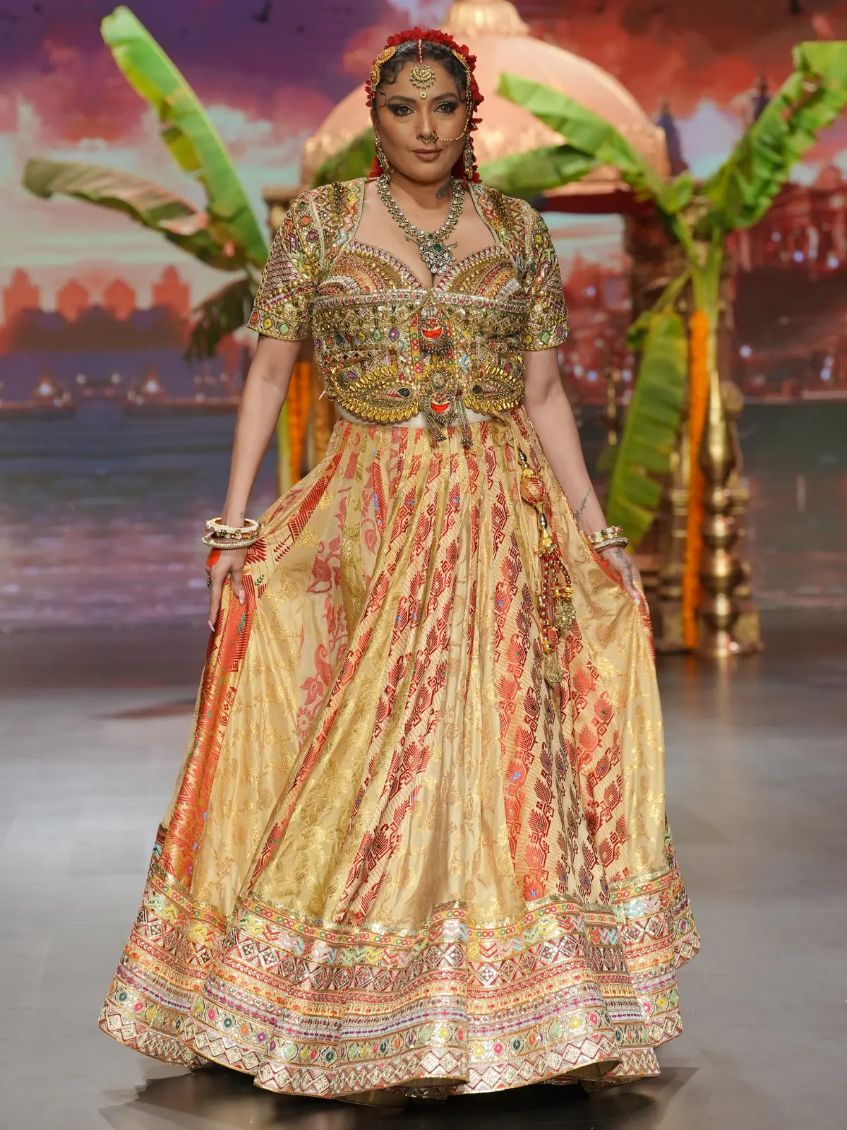Champagne Veil Lehenga