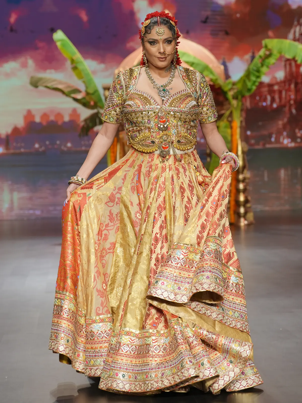 Champagne Veil Lehenga - Image 4